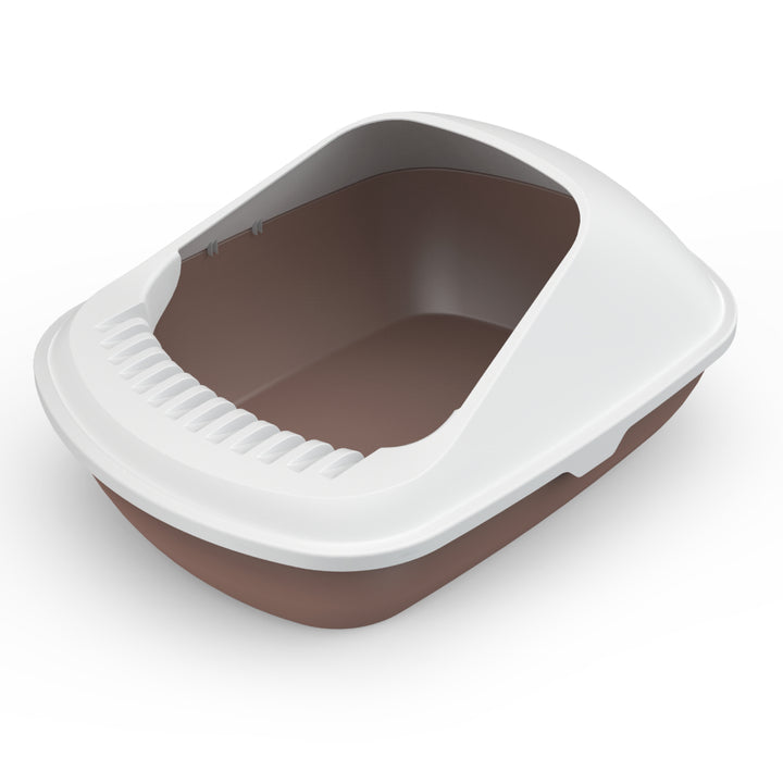 AllPetSolutions Cat Litter Tray with High Sides & Scoop, Brown - S/L