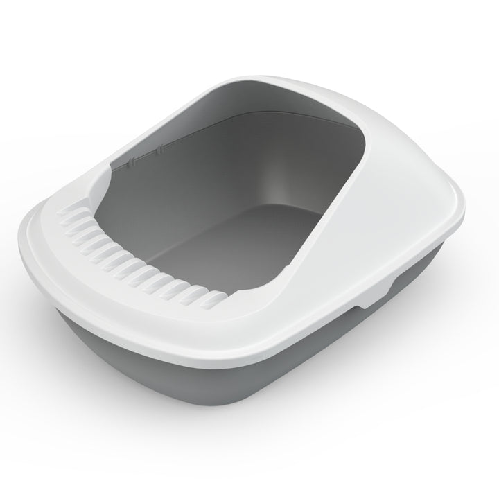 AllPetSolutions Cat Litter Tray with High Sides & Scoop, Grey - S/L