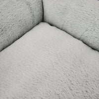 AllPetSolutions Daisy grey zigzag dog bed shown in a home setting