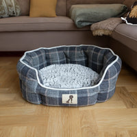 AllPetSolutions Alfie check dog bed side profile with bolster sides