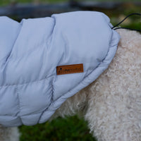 AllPetSolutions grey dog puffer jacket quilted panel close up