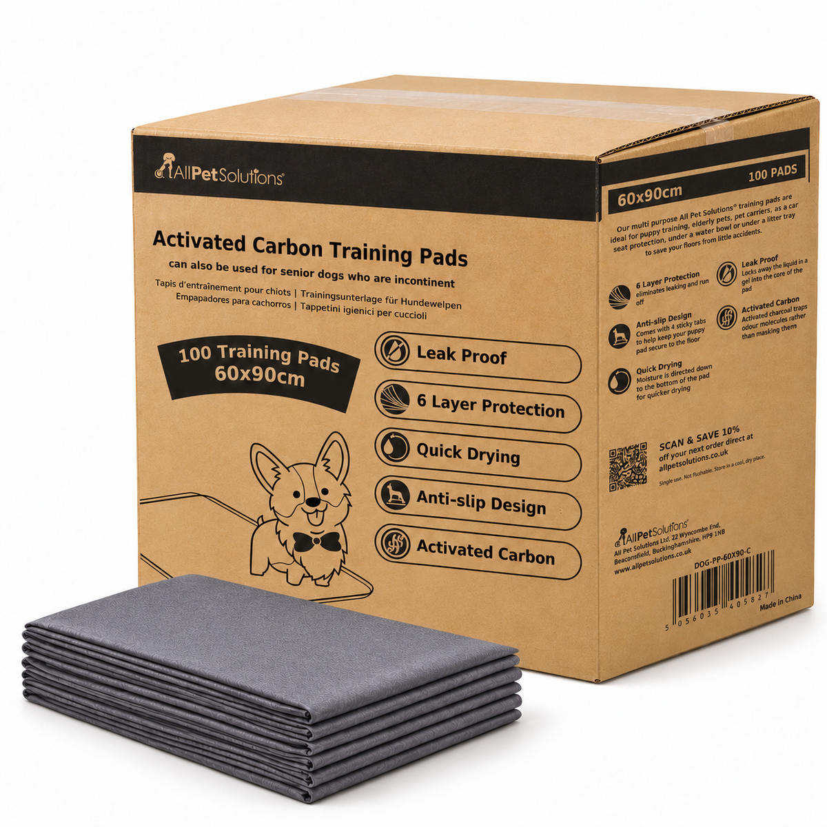 AllPetSolutions 100 pack XL carbon puppy pads, 60 x 90cm