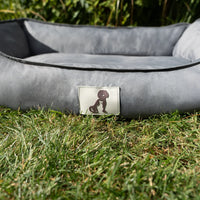 AllPetSolutions Dexter grey dog bed zip-off washable cover detail