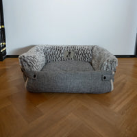 AllPetSolutions Alfie sofa dog bed side profile showing padded arms