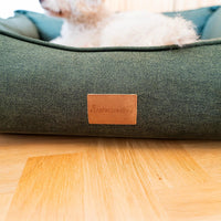 AllPetSolutions Willow Premium forest green dog bed in soft breathable easy-clean fabric