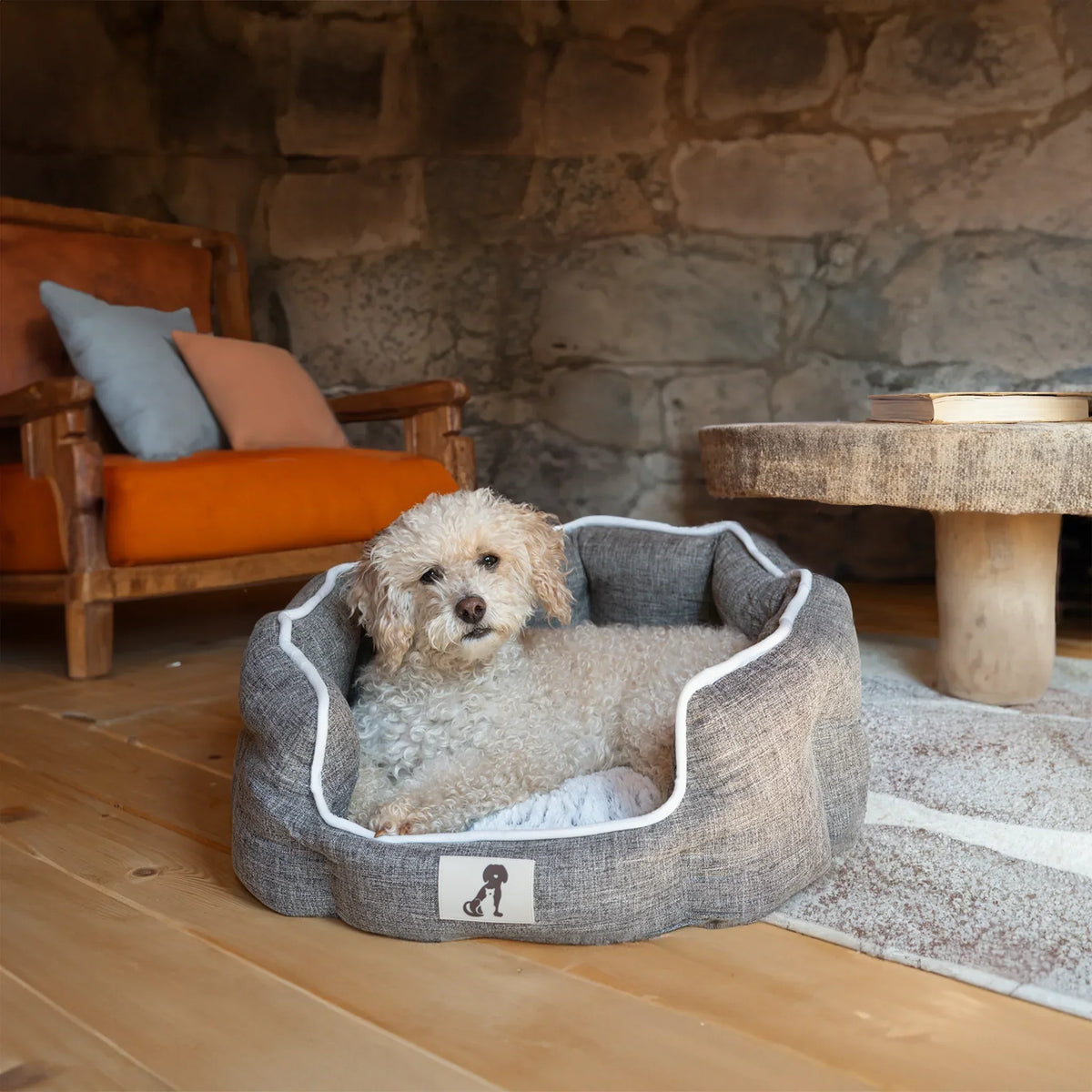 AllPetSolutions Alfie soft dog bed in brown, sizes S, M and L