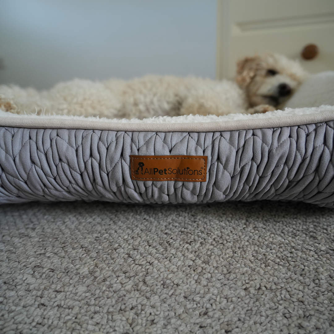Charlie - Grey Chunky Knit Design Dog Bed - Size S/M/L
