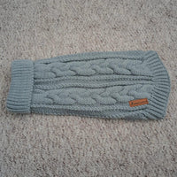 AllPetSolutions grey knitted dog jumper cable knit texture close up