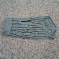 AllPetSolutions grey knitted dog jumper collar and cuff detail