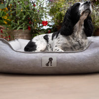 AllPetSolutions Dexter light grey dog bed zip-off washable cover detail