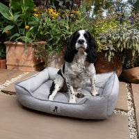 AllPetSolutions Dexter light grey waterproof dog bed viewed from above
