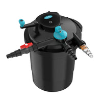 AllPetSolutions pressurised pond filter canister with the lid clamp open