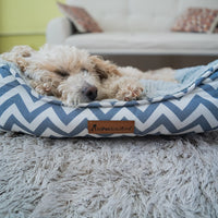 AllPetSolutions Daisy grey zigzag dog bed side profile with bolster sides