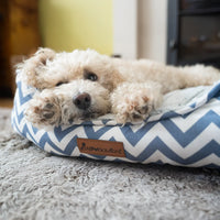 AllPetSolutions Daisy grey zigzag dog bed viewed from above