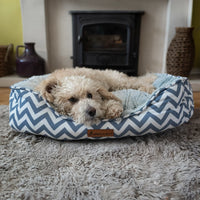 AllPetSolutions Daisy grey zigzag dog bed patterned fabric close up