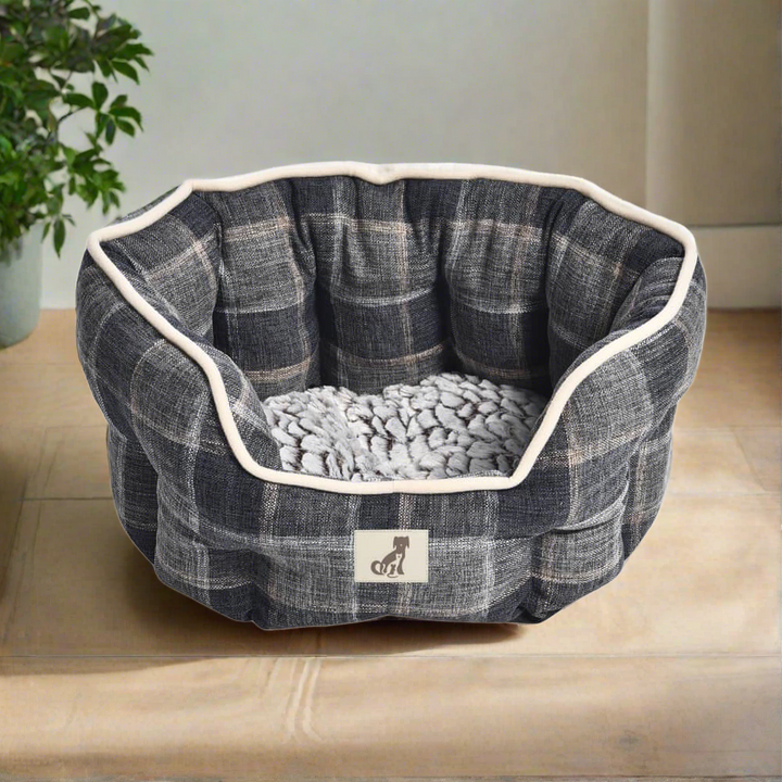 Alfie - Check Soft Dog Bed  - Size S/M/L