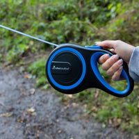 AllPetSolutions blue retractable dog lead shown from the side
