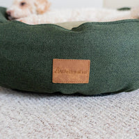 AllPetSolutions Alfie Premium dog bed in forest green, small size measuring 50 x 40 cm