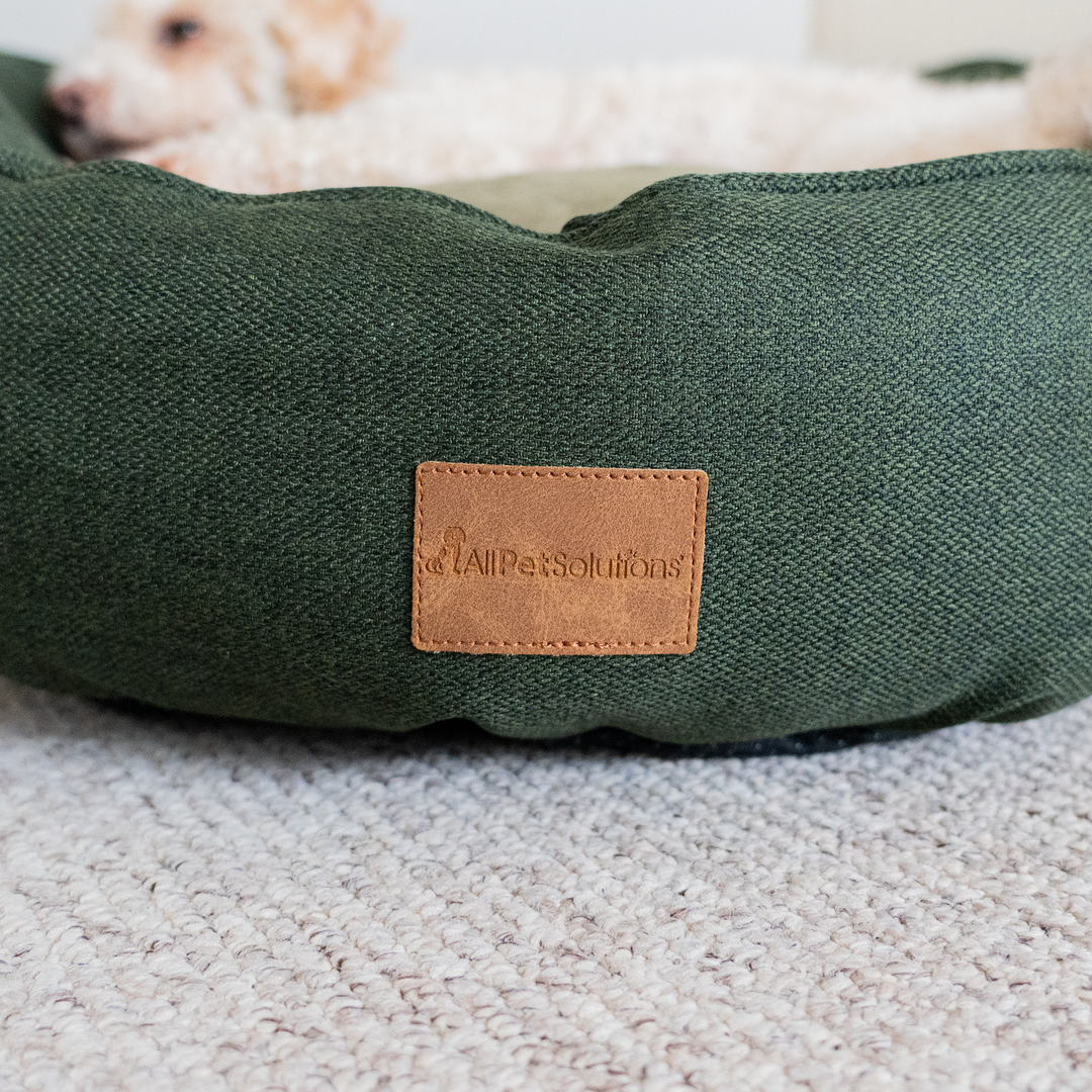 AllPetSolutions Alfie Premium Luxury Dog Bed - Forest Green - S/M/XL