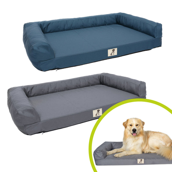 Dexter - Grey Waterproof Memory Foam Orthopaedic Dog Bed - Size Large 101x65x18cm