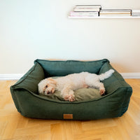 AllPetSolutions Willow Premium forest green dog bed with structured high sides for extra cosiness
