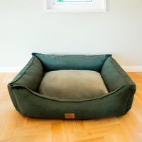 AllPetSolutions Willow Premium forest green dog bed that is 100% machine washable
