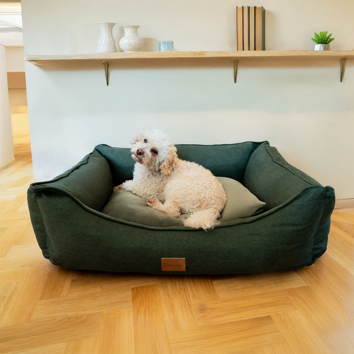 AllPetSolutions Willow Premium Luxury Dog Bed - Forest Green - S/M/XL