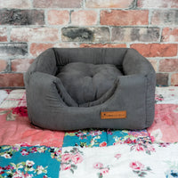 AllPetSolutions grey cube pet bed cushioned base detail
