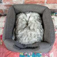 AllPetSolutions 3-in-1 grey cube bed opened out as a flat mat