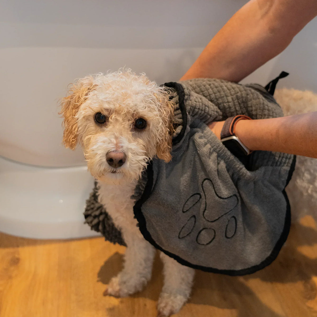 AllPetSolutions grey noodle glove dog drying towel