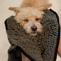 AllPetSolutions grey noodle drying towel microfibre texture close up