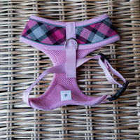 AllPetSolutions pink tartan dog harness lead attachment ring detail