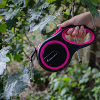 AllPetSolutions retractable dog lead in pink, 3m, 5m and 8m for 15-50kg dogs