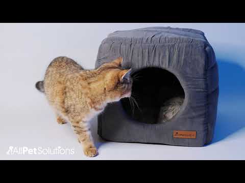 3-in-1 Dog / Cat Cube Bed - Grey