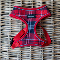 AllPetSolutions red tartan dog harness buckle and adjuster detail