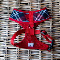 AllPetSolutions red tartan dog harness lead attachment ring detail