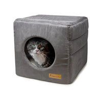 AllPetSolutions grey cube pet bed side view showing soft padded walls