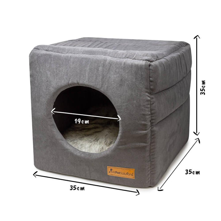 3-in-1 Dog / Cat Cube Bed - Grey - AllPetSolutions