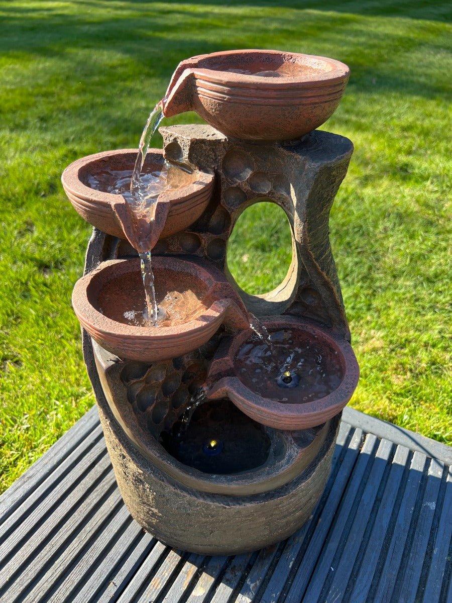 5 Bowl Tier Water Feature with LED Lights - Solar Powered 23.5x21x42cm - AllPetSolutions