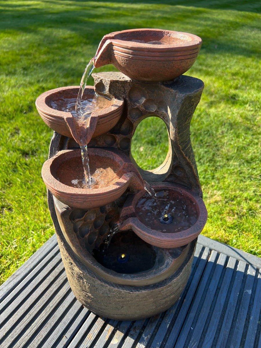 AllPetSolutions 5 bowl tier solar water feature with LED lights 23.5x21x42cm