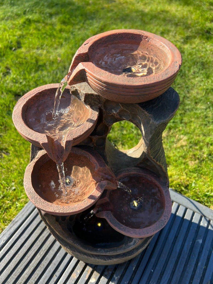 5 Bowl Tier Water Feature with LED Lights - Solar Powered 23.5x21x42cm - AllPetSolutions