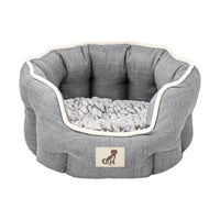 AllPetSolutions Alfie grey dog bed shown in a home setting