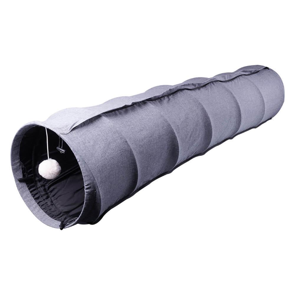 AllPetSolutions 2-in-1 Cat Tunnel Toy with Bed, Grey - AllPetSolutions
