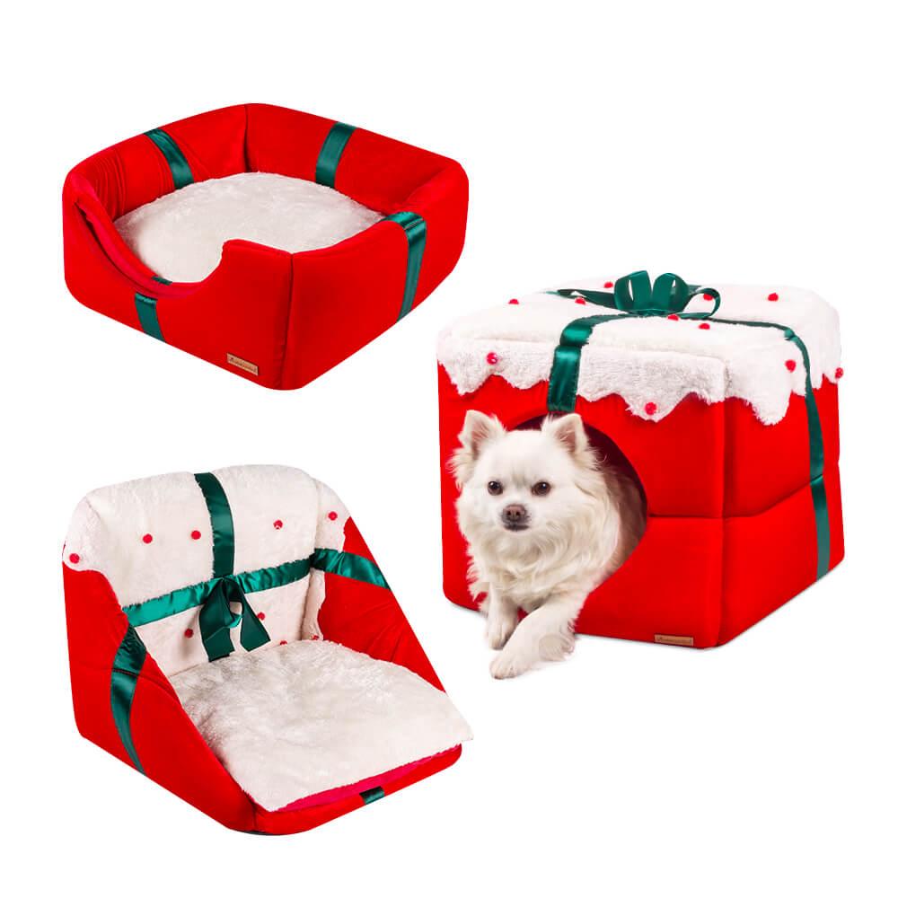 AllPetSolutions 3-in-1 Dog/Cat Christmas Present Cave Bed - AllPetSolutions