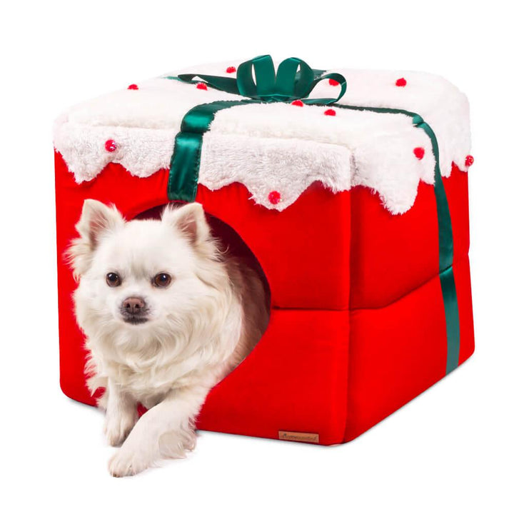 AllPetSolutions 3-in-1 Dog/Cat Christmas Present Cave Bed - AllPetSolutions