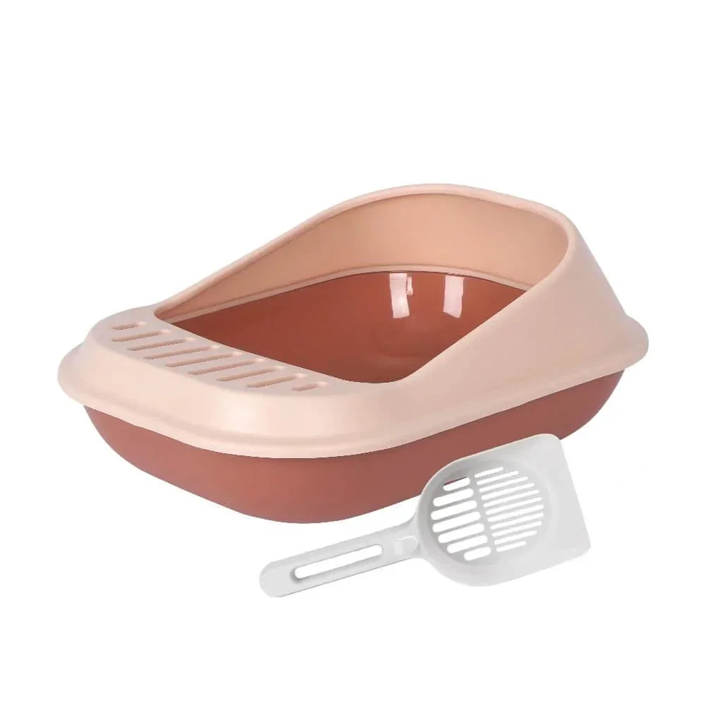 AllPetSolutions brown cat litter tray with high sides and scoop