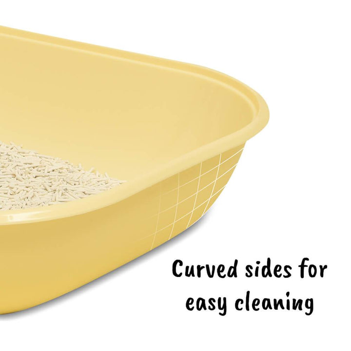 AllPetSolutions Cat Litter Tray with High Sides & Scoop, Brown - AllPetSolutions