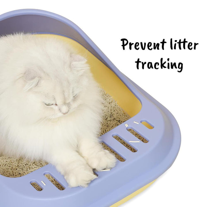 AllPetSolutions Cat Litter Tray with High Sides & Scoop, Brown - AllPetSolutions