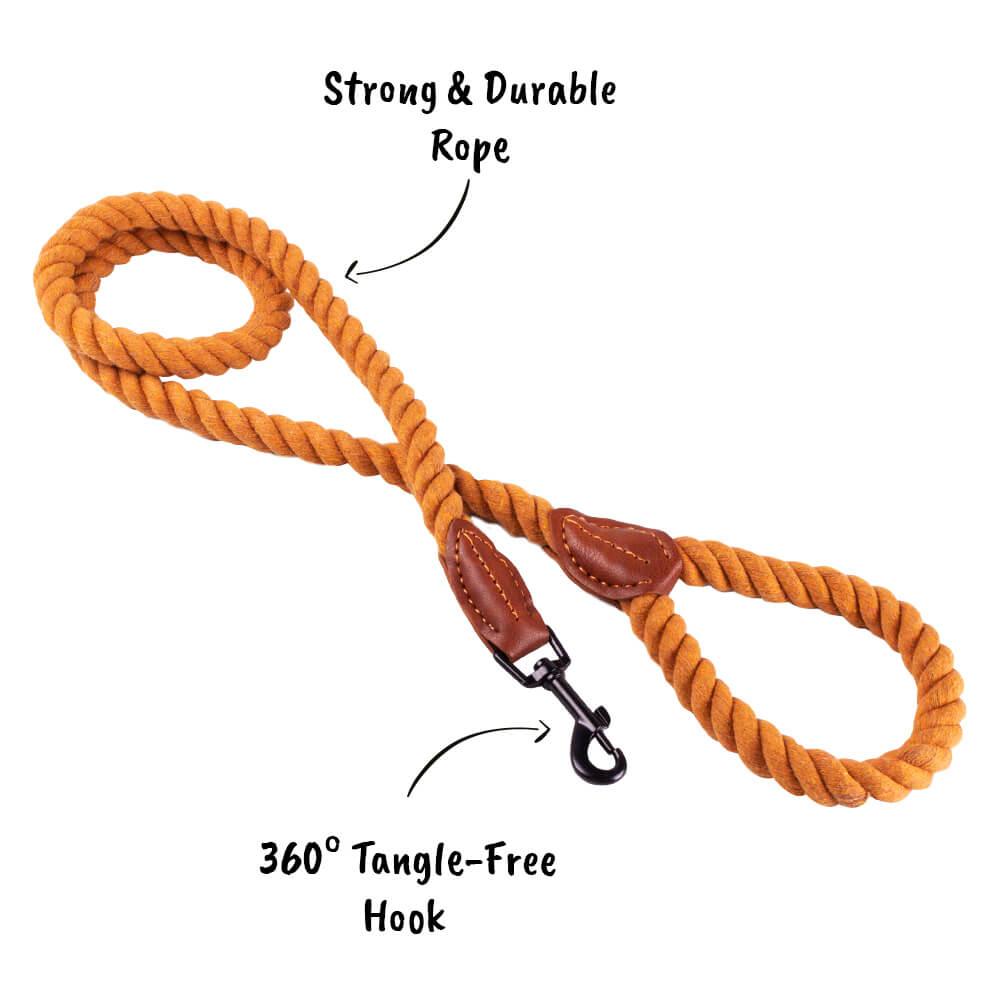 AllPetSolutions Cotton Rope Dog Lead, Brown, 120cm - All Pet Solutions