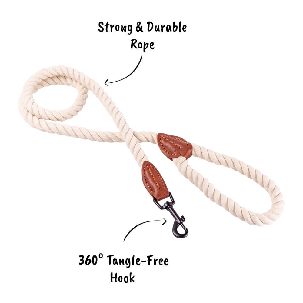AllPetSolutions Cotton Rope Dog Lead, Cream, 120cm - All Pet Solutions